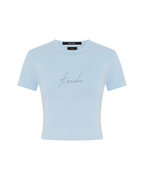 WOMENS MONIKER BABY TEE SKY TEES