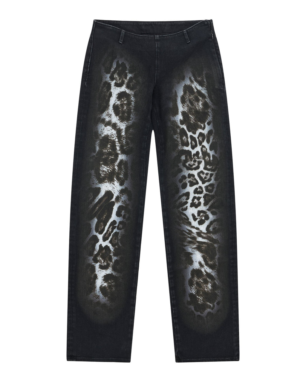 Womens Mowalola Jean Black Cheetah Slim Denim Jeans - Black