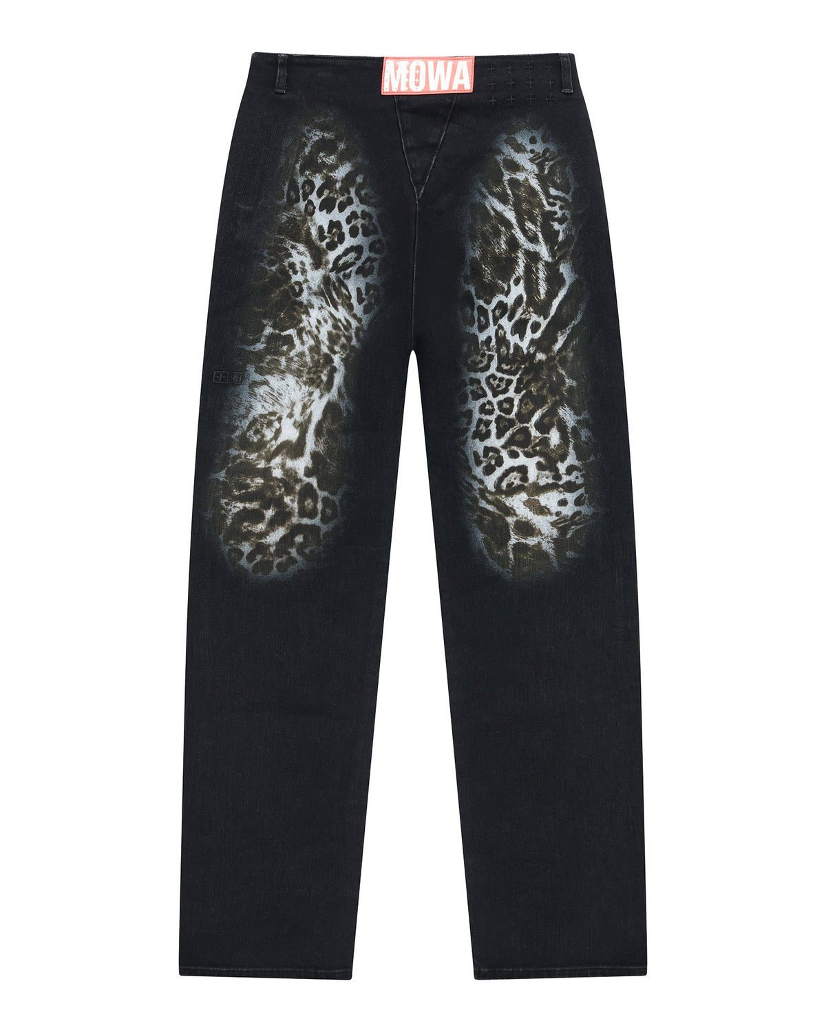 Womens Mowalola Jean Black Cheetah Slim Denim Jeans - Black