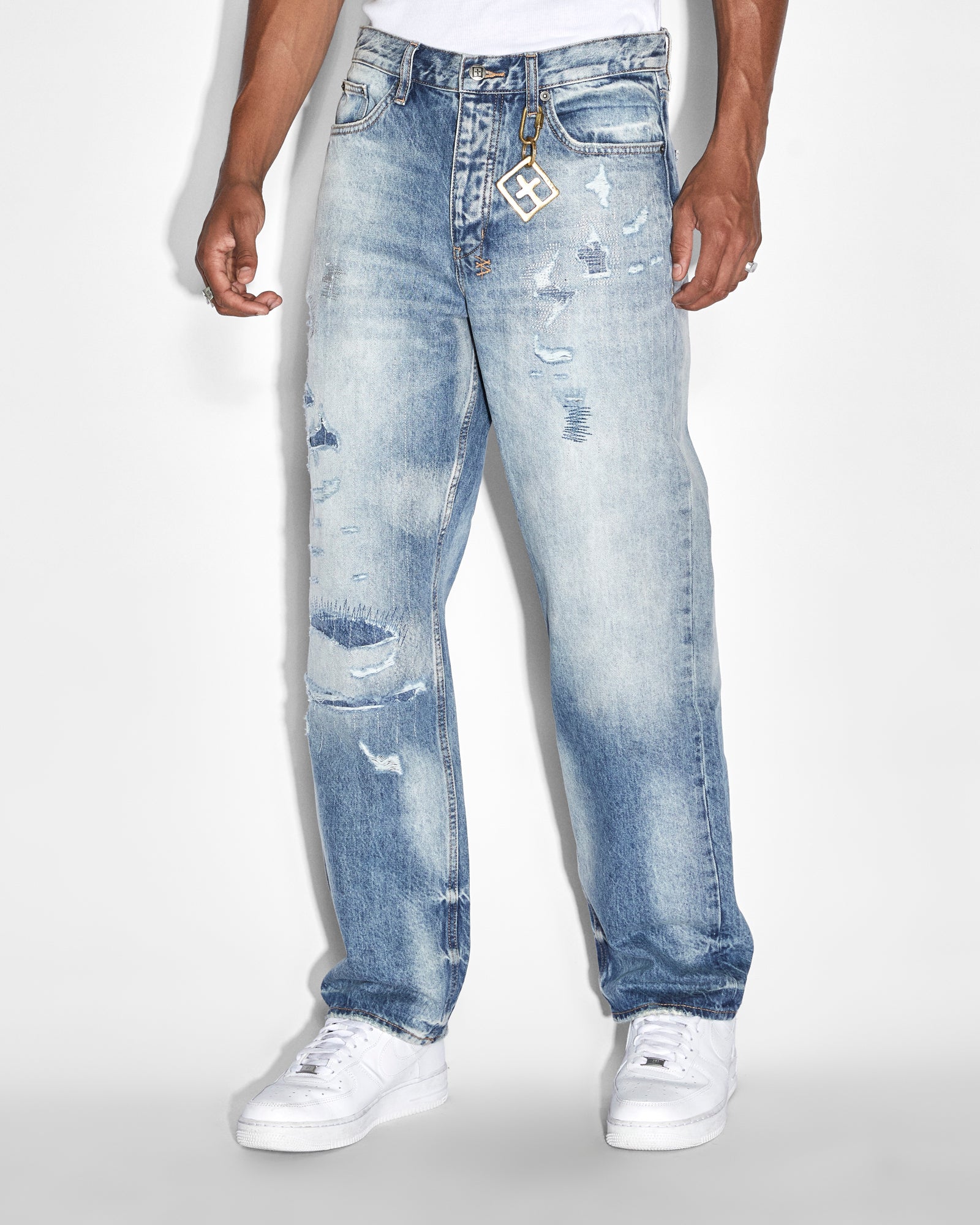 MENS ANTI K TEKTONIK DIALLED RELAXED DENIM JEANS