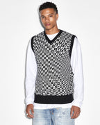 Mens Check Out Knit Vest Multi Regular Knitwear - Multi Colour