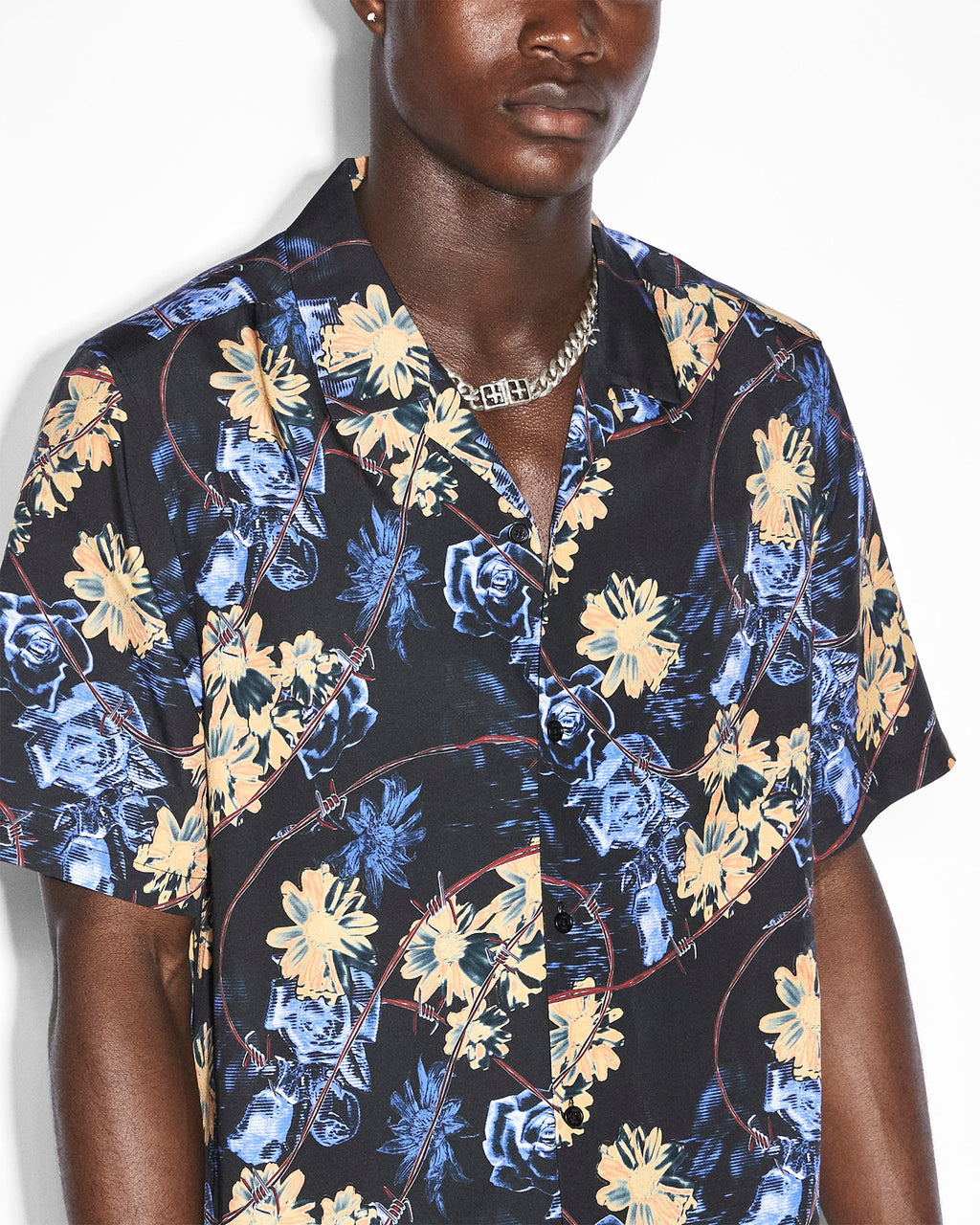 Mens Hyperflower Resort Ss Shirt Black Regular Shirts - Multi Colour