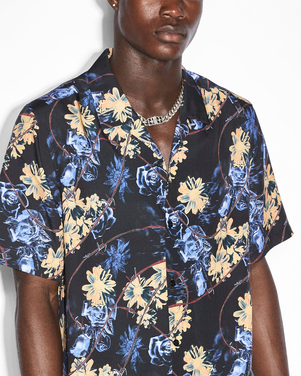 Mens Hyperflower Resort Ss Shirt Black Regular Shirts - Multi Colour