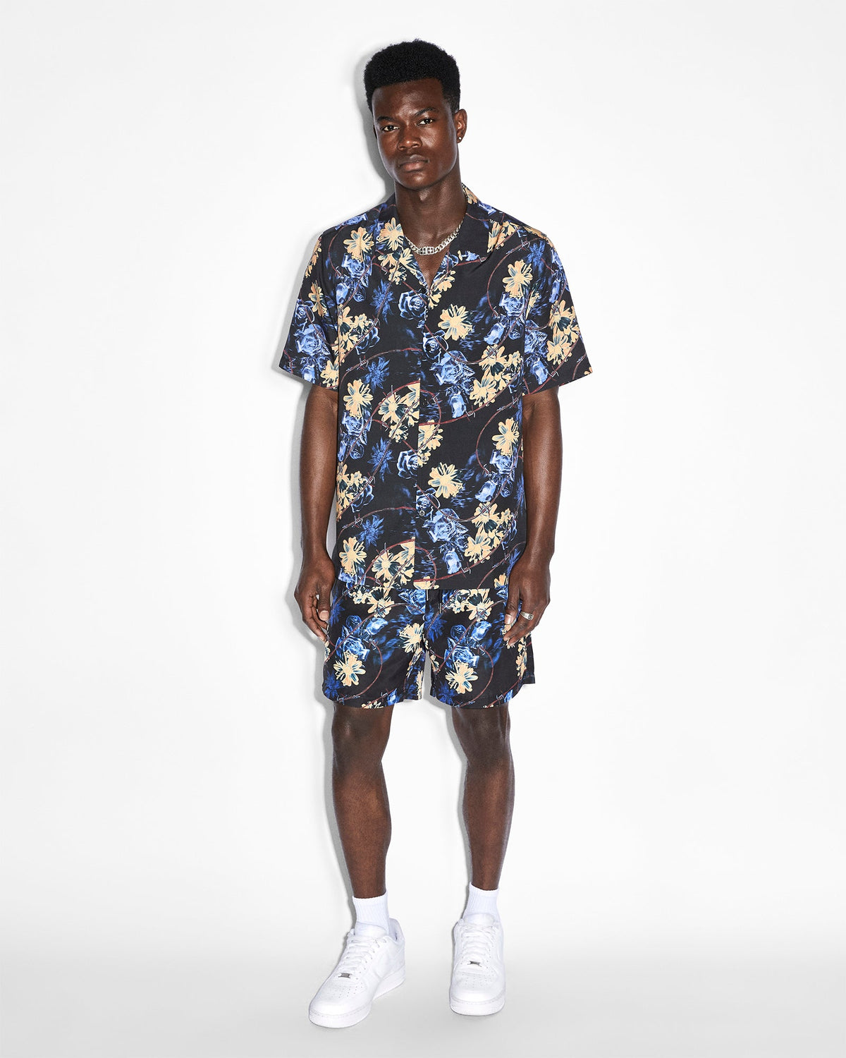 Mens Hyperflower Resort Ss Shirt Black Regular Shirts - Multi Colour