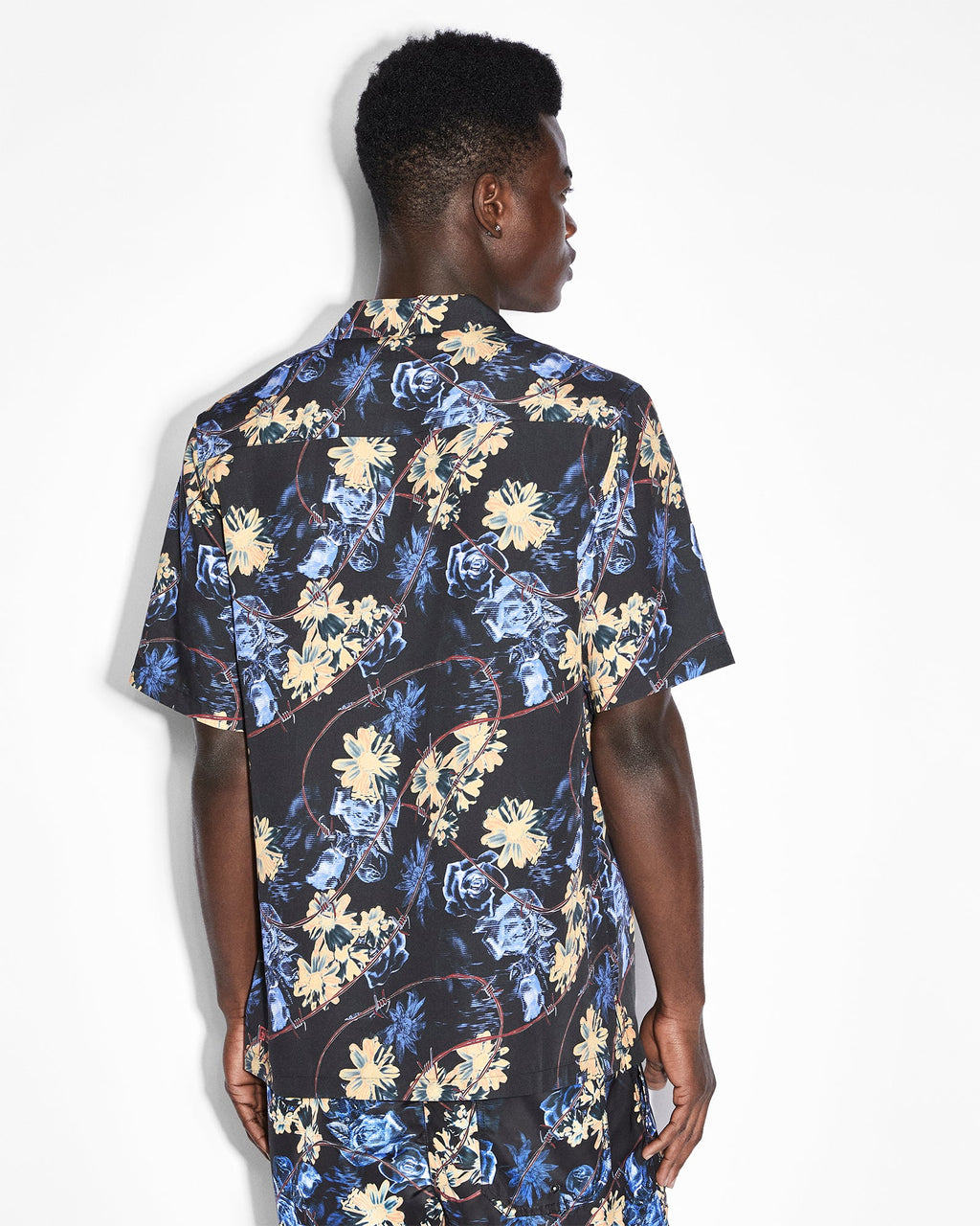 Mens Hyperflower Resort Ss Shirt Black Regular Shirts - Multi Colour