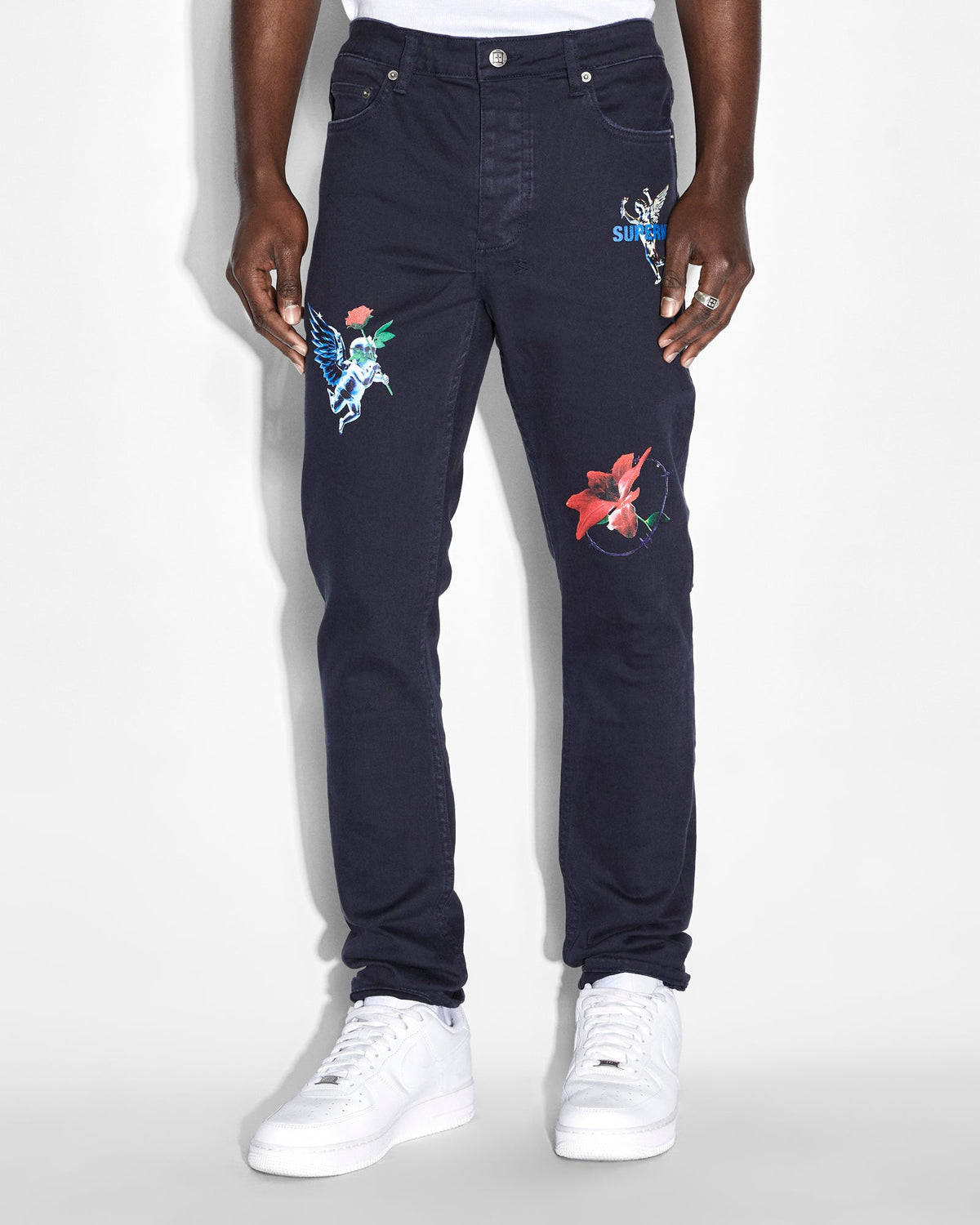 Mens Chitch Nft Navy Slim Denim Jeans - Denim