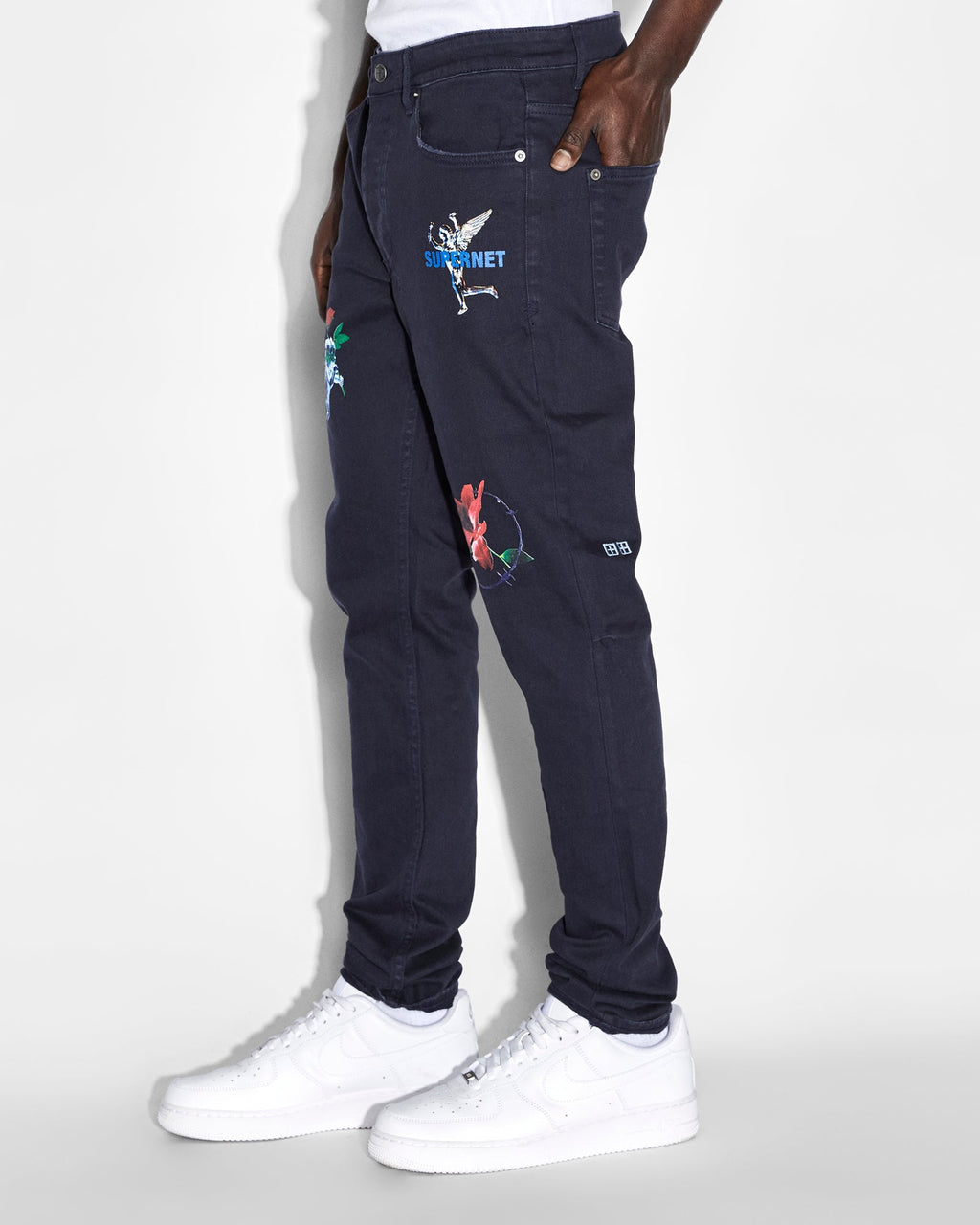 Mens Chitch Nft Navy Slim Denim Jeans - Denim