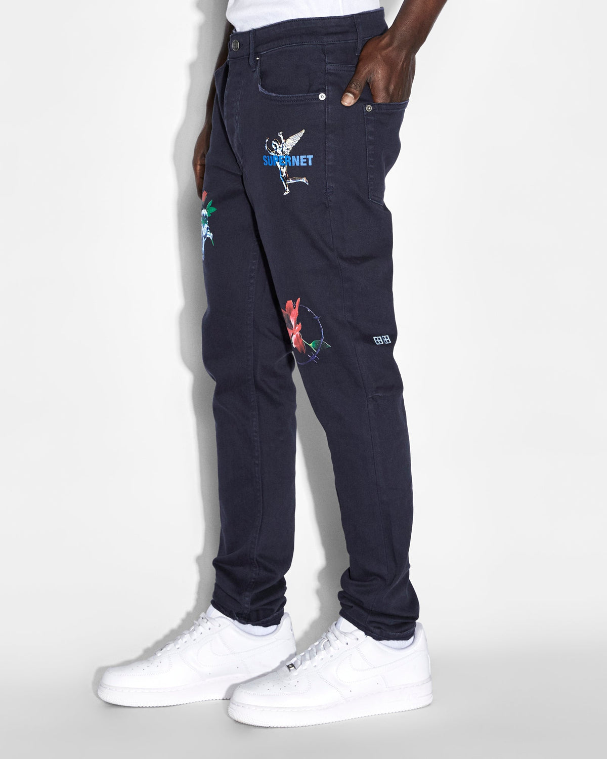 Mens Chitch Nft Navy Slim Denim Jeans - Denim