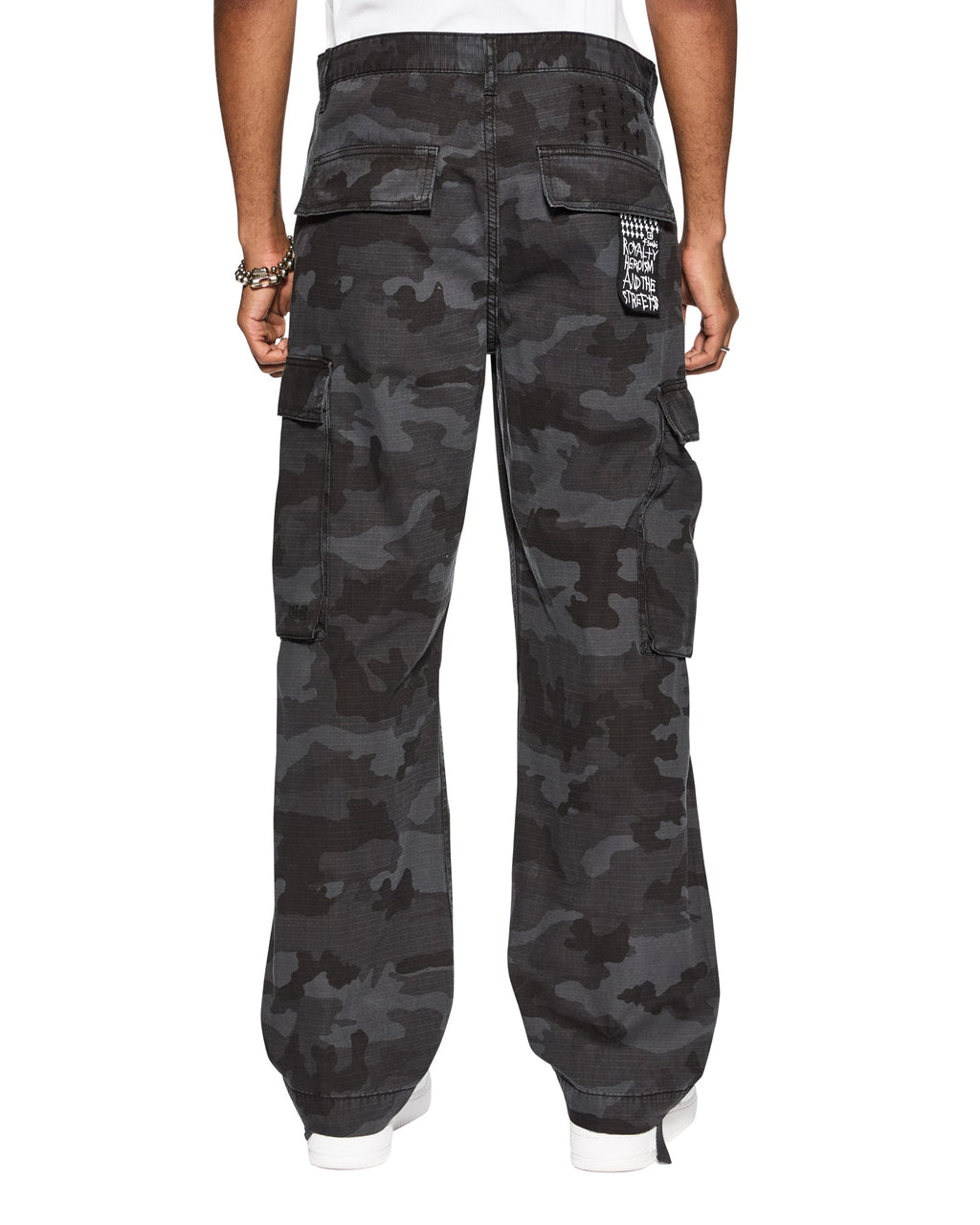 MENS FUGITIVE CARGO BLACK CAMO PANTS