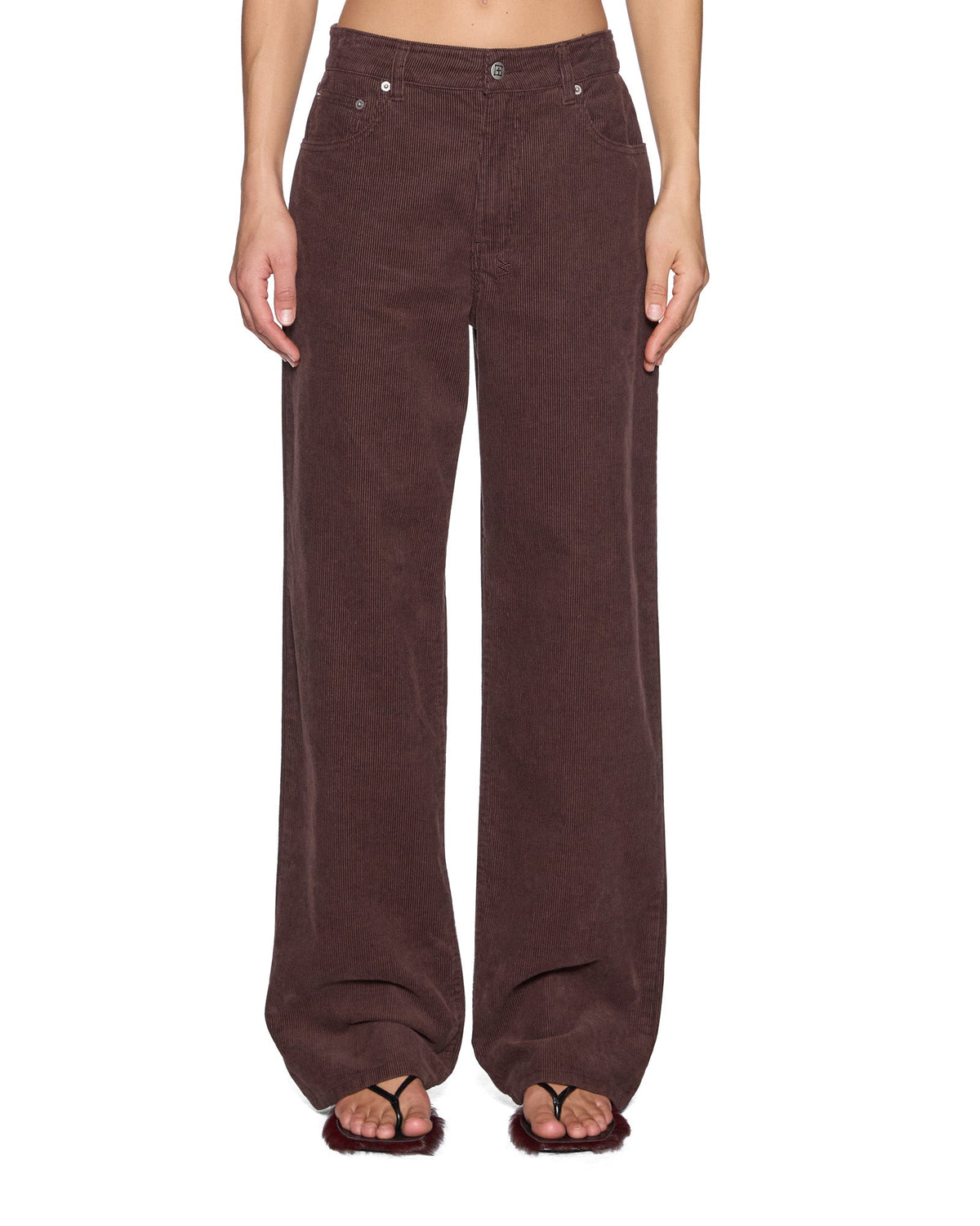 Womens Low Rider Choc Cord Straight Pants - Brown