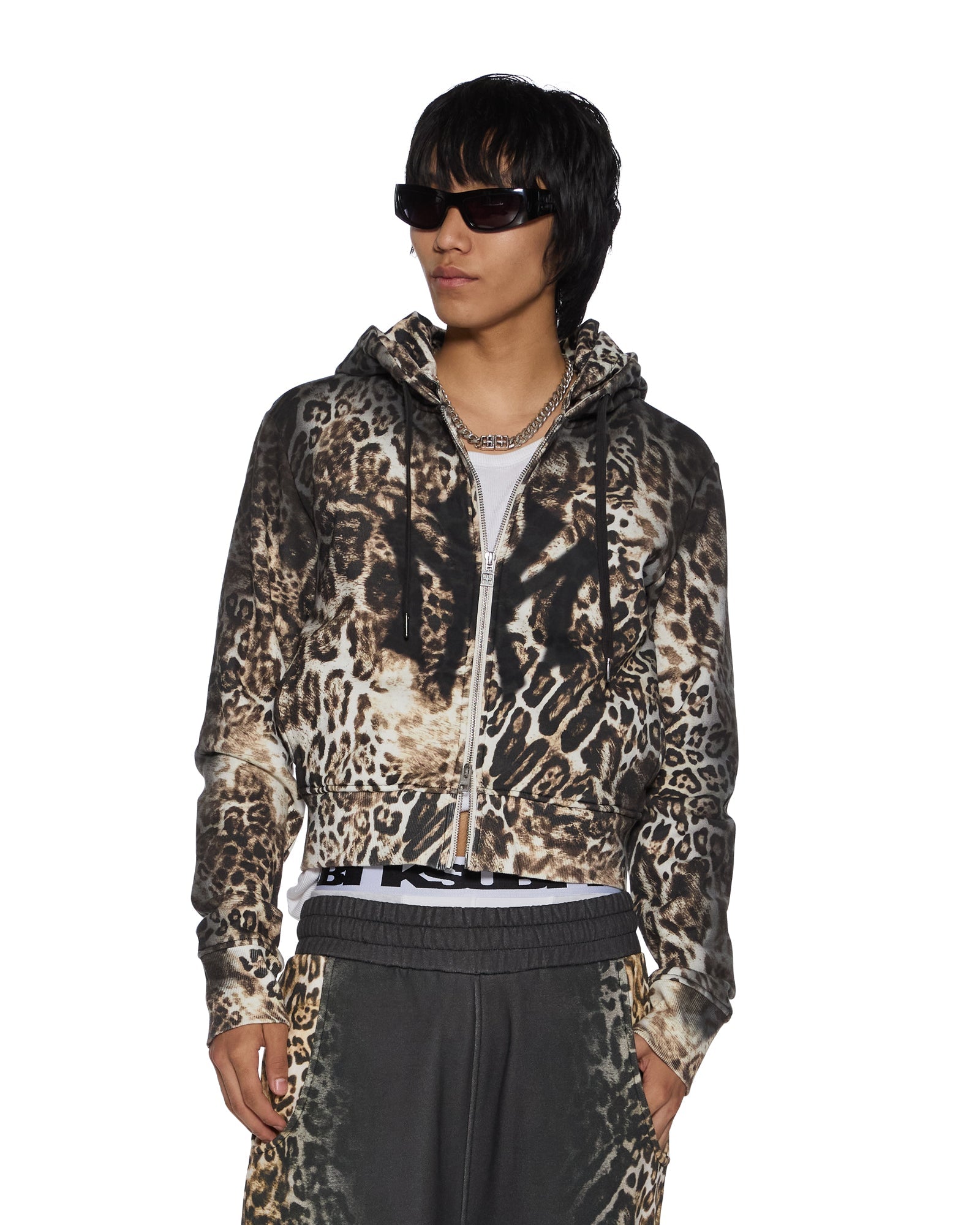 MOWALOLA ZIP HOODIE CHEETAH