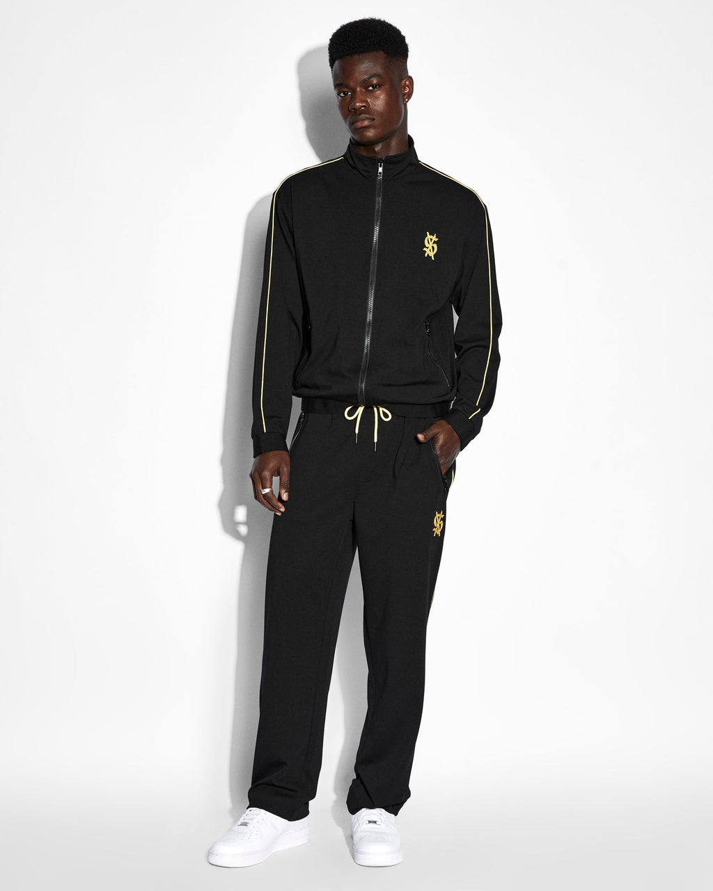Mens Synthesis Pant Black Yellow Slim Pants - Black
