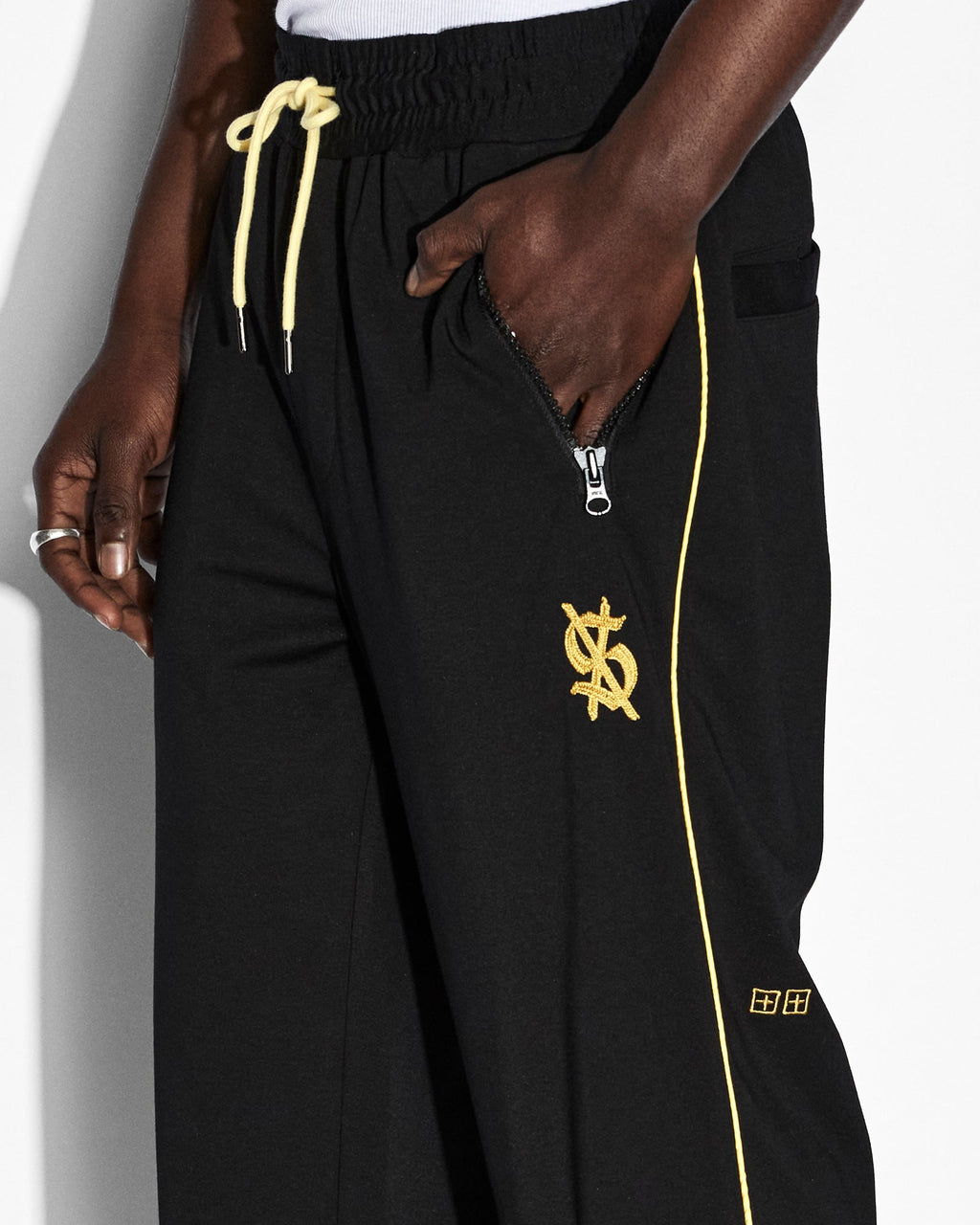 Mens Synthesis Pant Black Yellow Slim Pants - Black