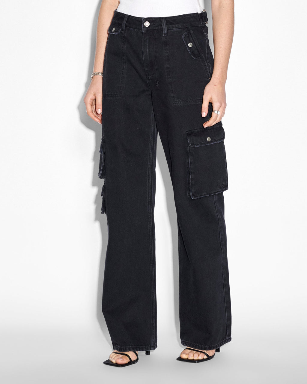 WOMENS LOW RIDER STEALTH CARGO DENIM JEANS