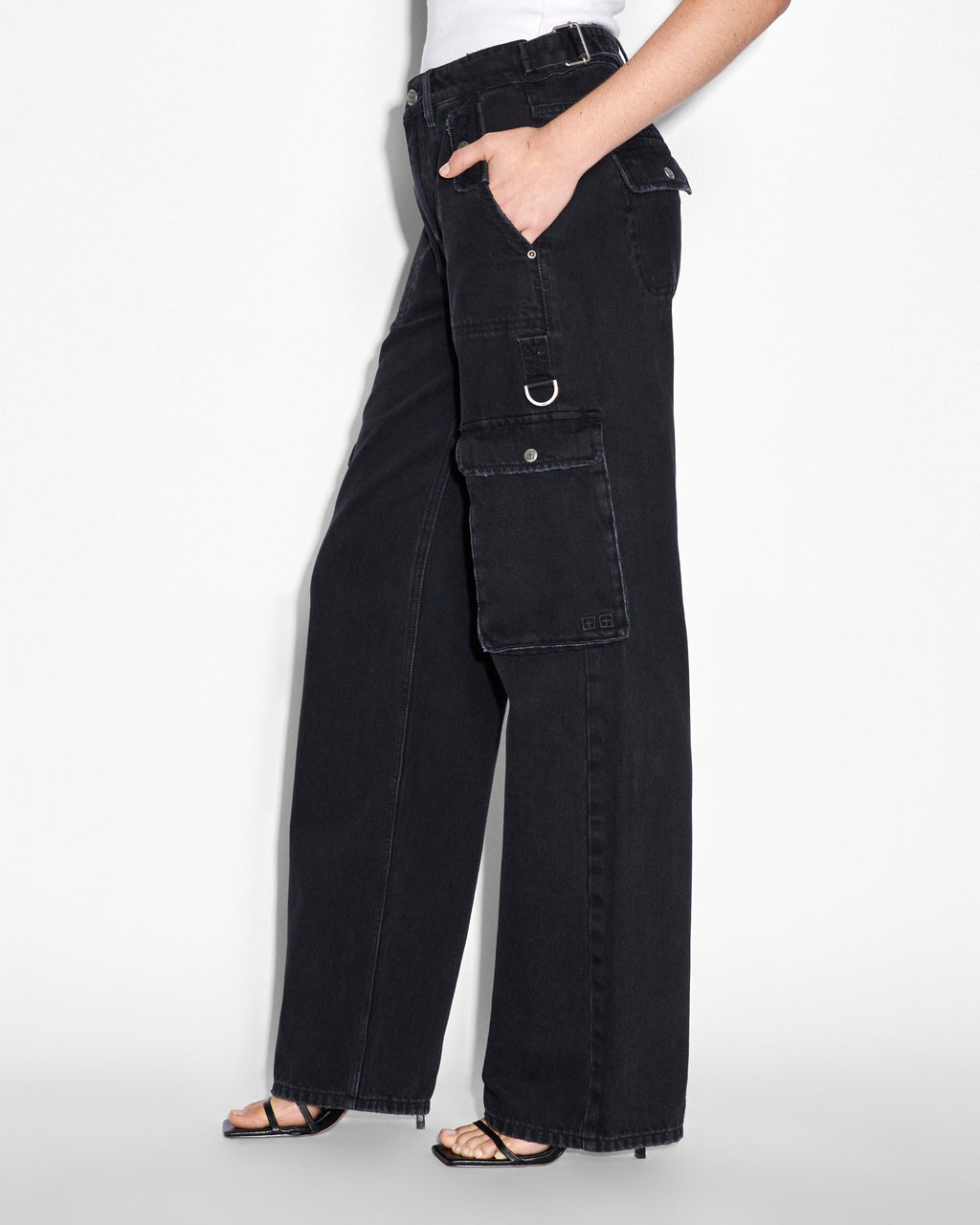 WOMENS LOW RIDER STEALTH CARGO DENIM JEANS