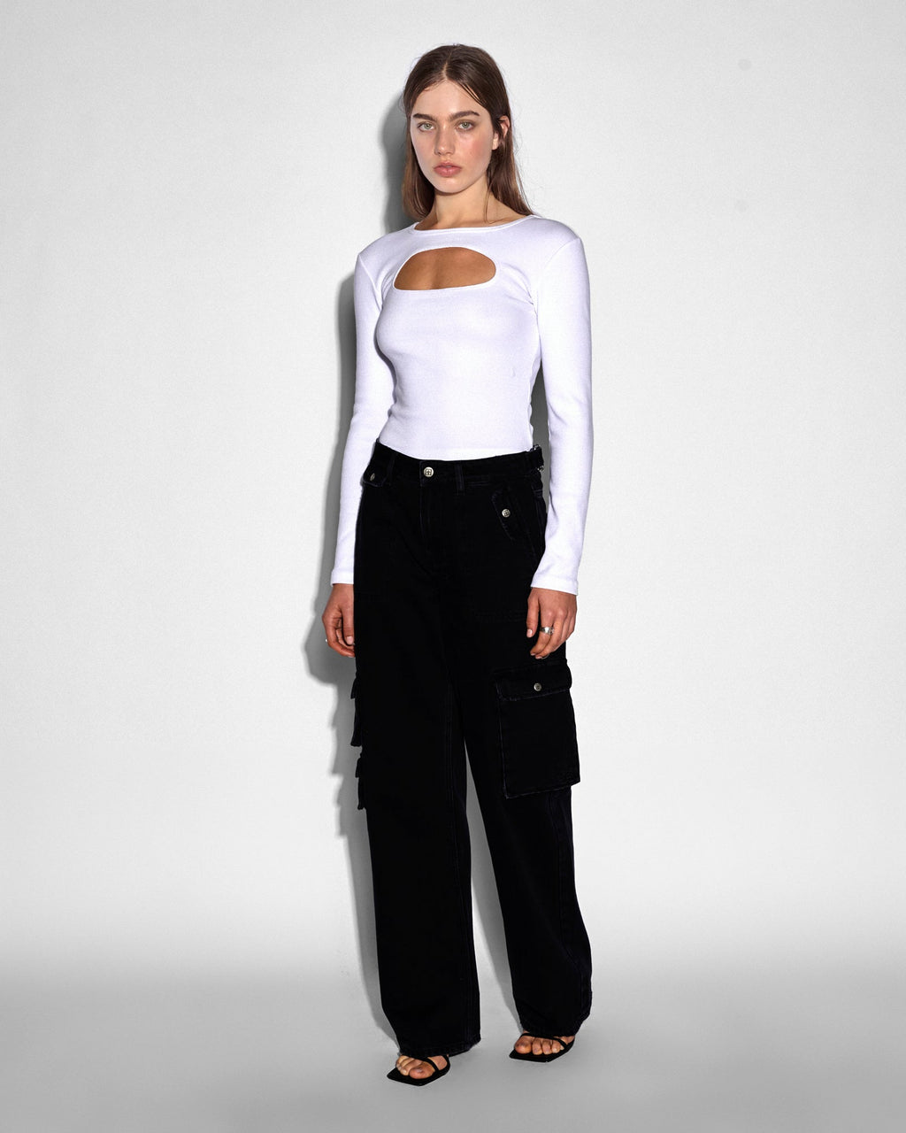 WOMENS LOW RIDER STEALTH CARGO DENIM JEANS