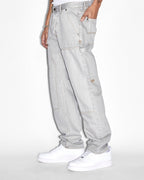 Mens Operator Pant Grey Straight Tapered Denim Jeans - Grey