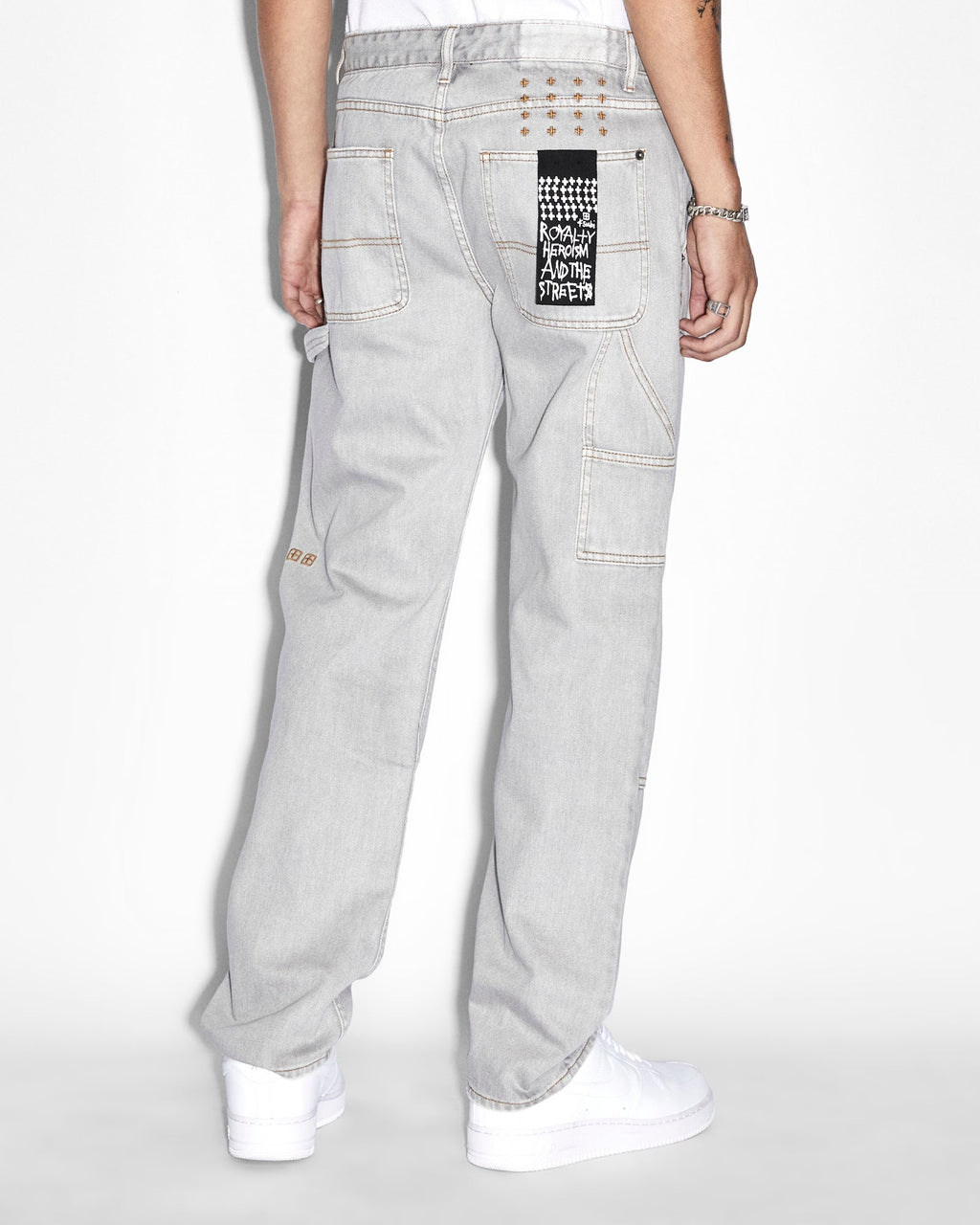 Mens Operator Pant Grey Straight Tapered Denim Jeans - Grey