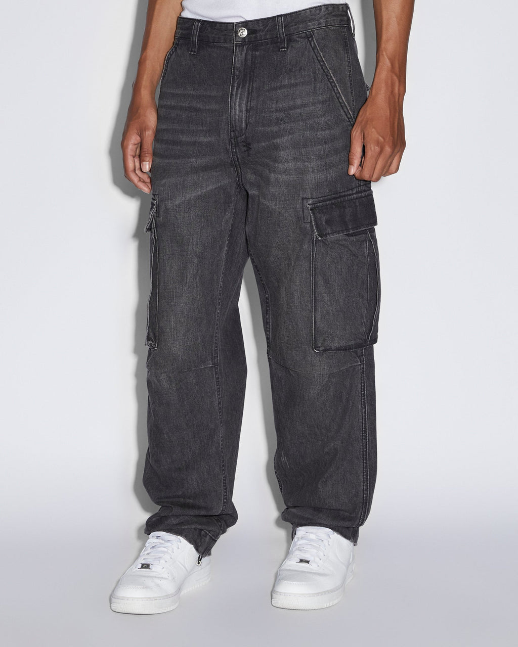 MENS RIOT CARGO PANT FADED BLACK PANTS