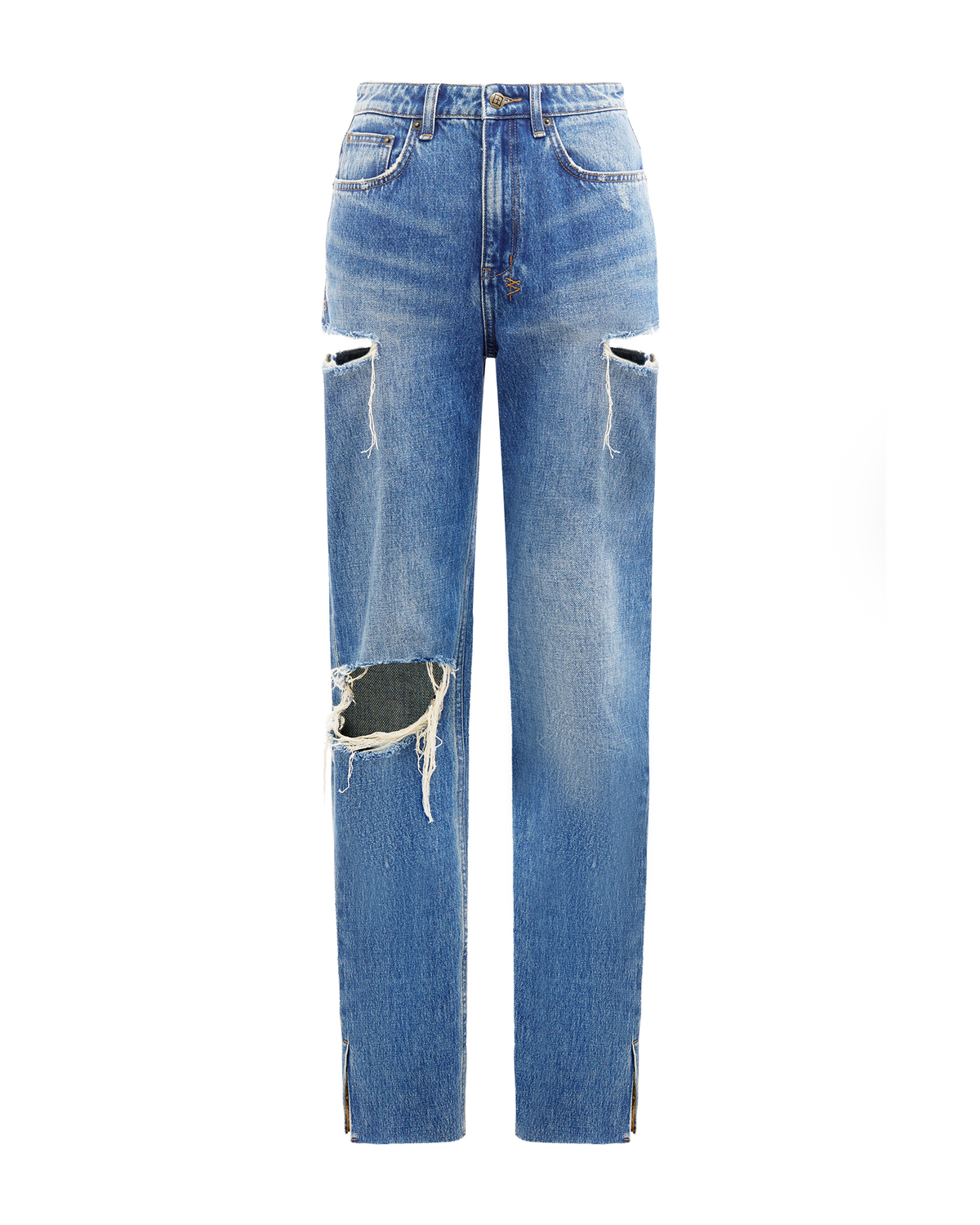Womens Playback Aged Kut Out Straight Denim Jeans - Denim