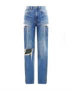 Womens Playback Aged Kut Out Straight Denim Jeans - Denim
