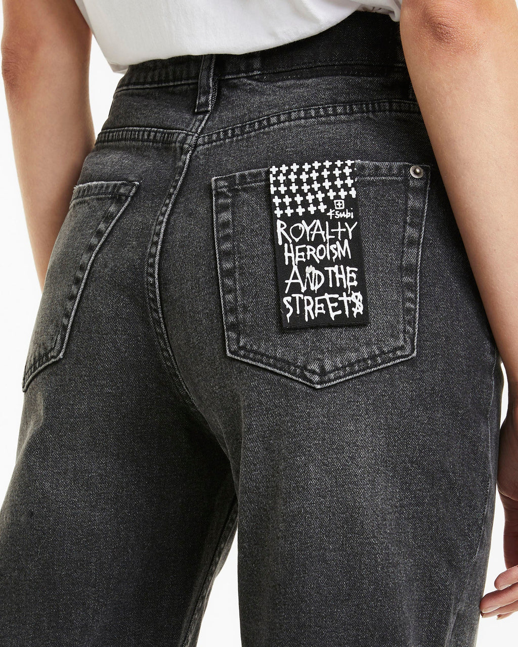 Womens Pointer Diablo Relaxed Tapered Denim Jeans - Black