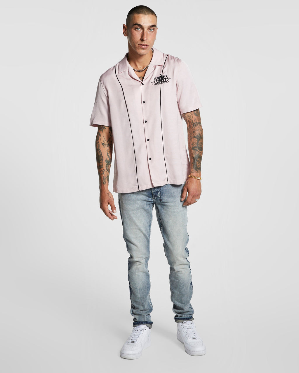 Mens Bolts Mechanic Ss Shirt Magnol Regular Shirts - Pink