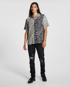 Mens Fire Resort Ss Shirt 2 Tone Bl Regular Shirts - Black