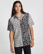Mens Fire Resort Ss Shirt 2 Tone Bl Regular Shirts - Black