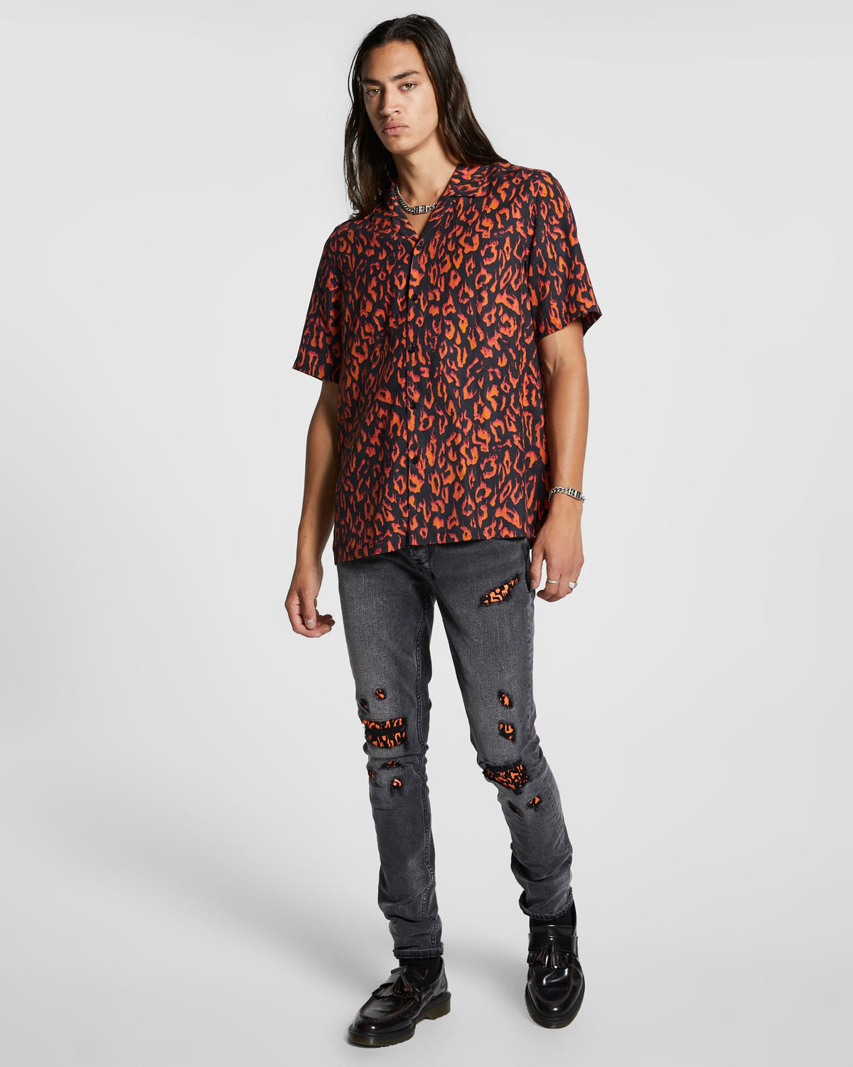 MENS FIRE RESORT SS SHIRT ORANGE SHIRTS