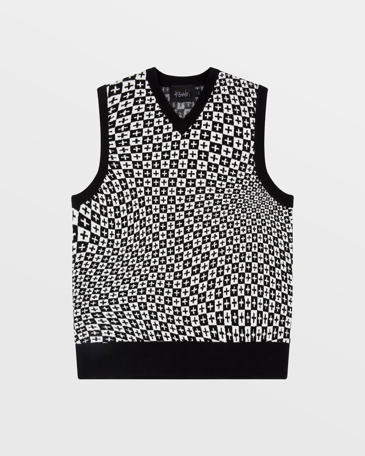 Mens Check Out Knit Vest Multi Regular Knitwear - Multi Colour