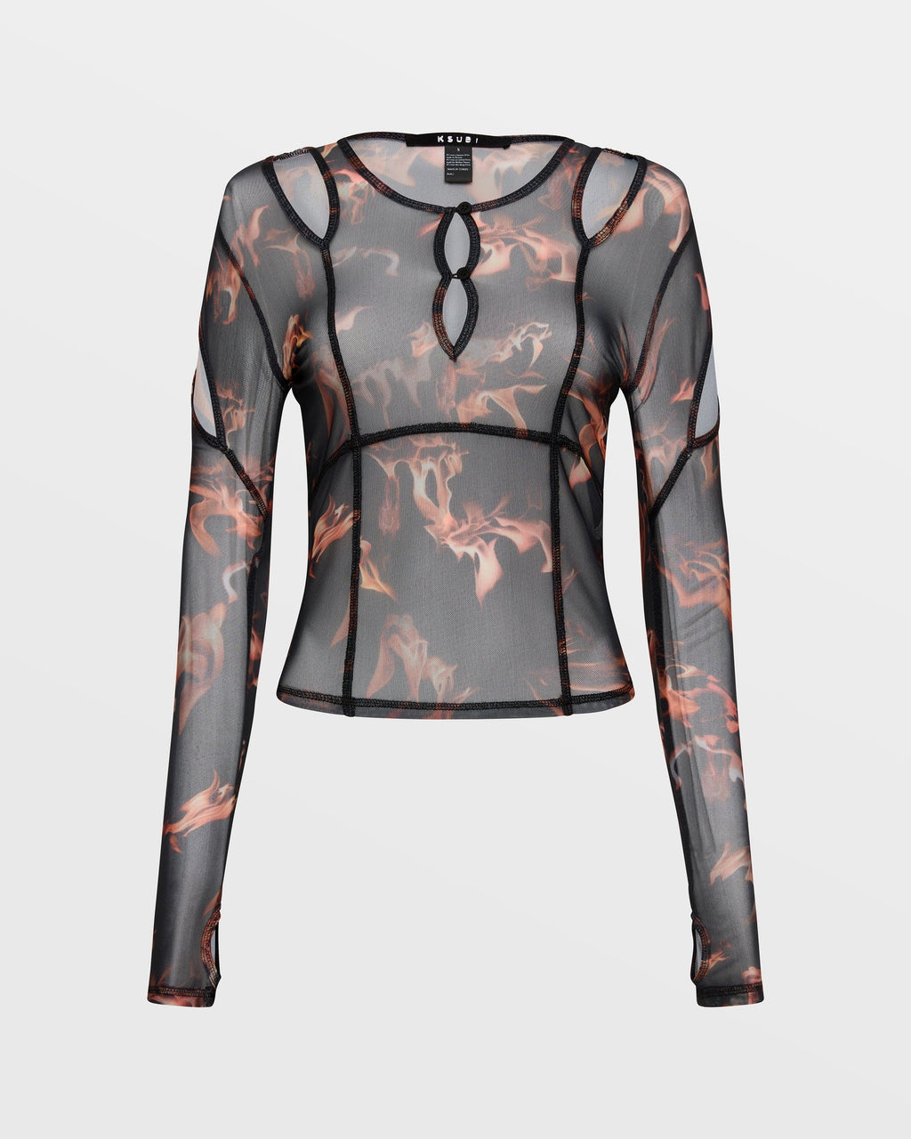 WOMENS VOID MESH LS TOP CONSUMED FASHION TOPS