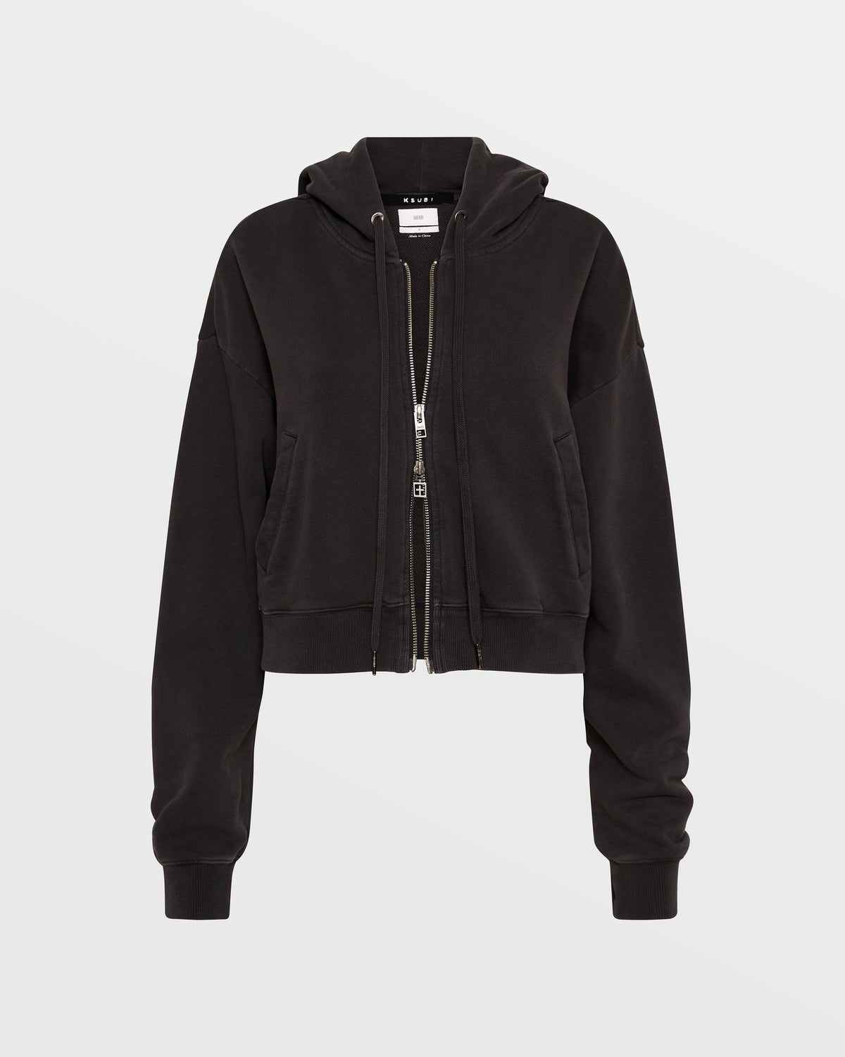 3X4 ORIGIN CROPPED HOODIE WASHED BLACK