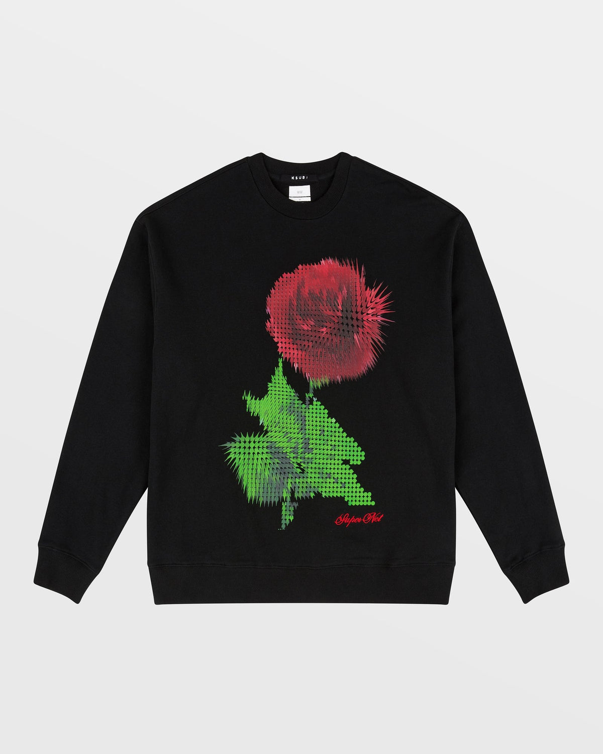 MENS PIXEL BIGGIE CREW JET BLACK FLEECE