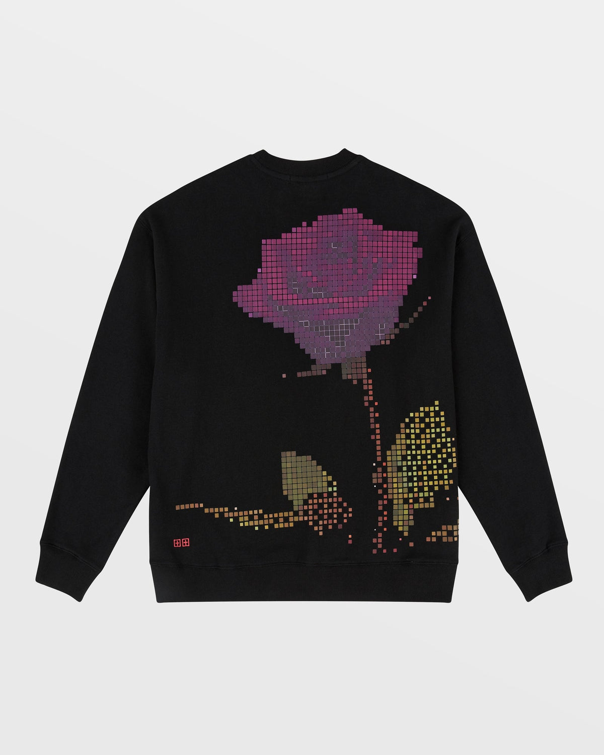 MENS PIXEL BIGGIE CREW JET BLACK FLEECE