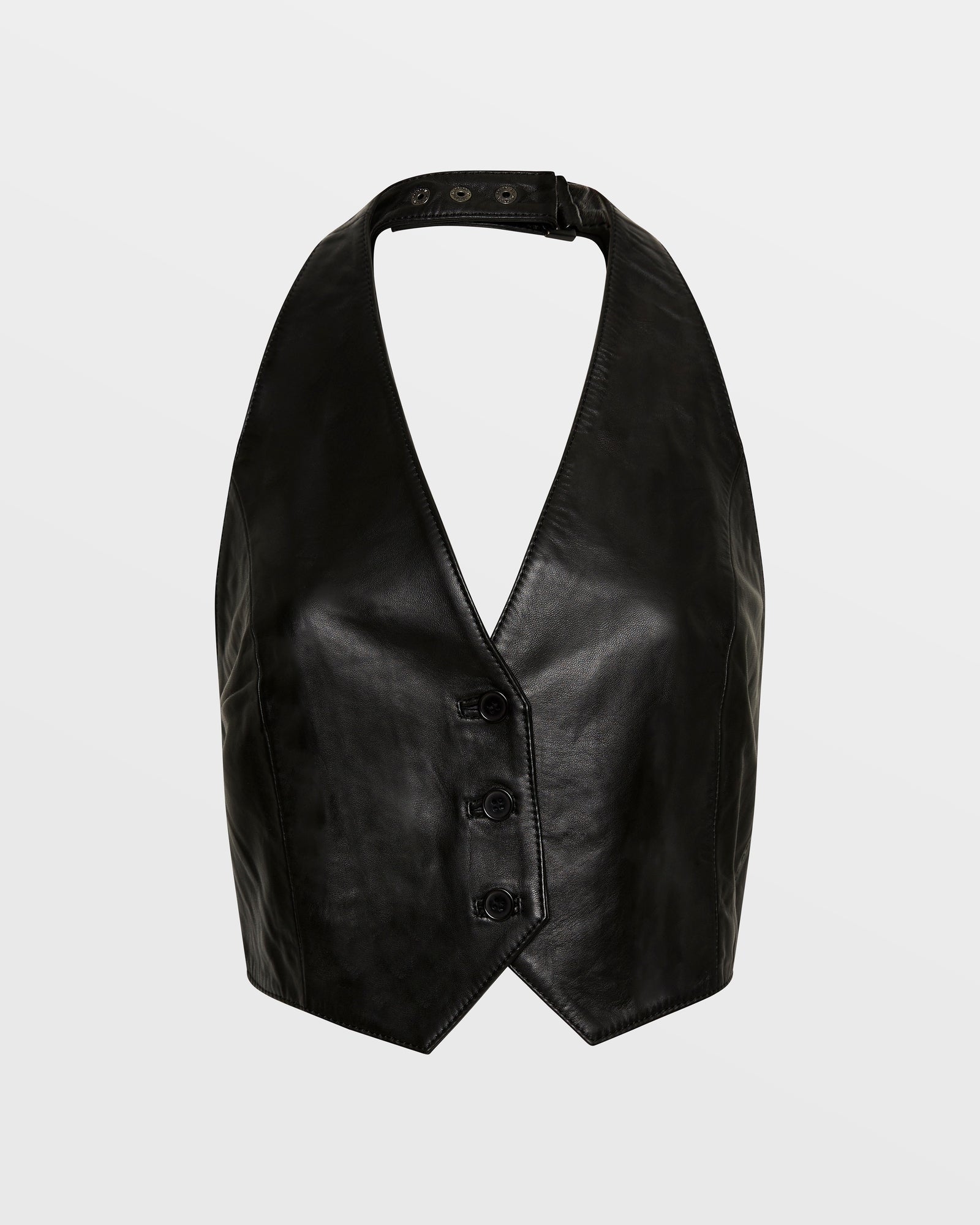 WOMENS BRAZEN LEATHER WAISTCOAT BLACK FASHION TOPS