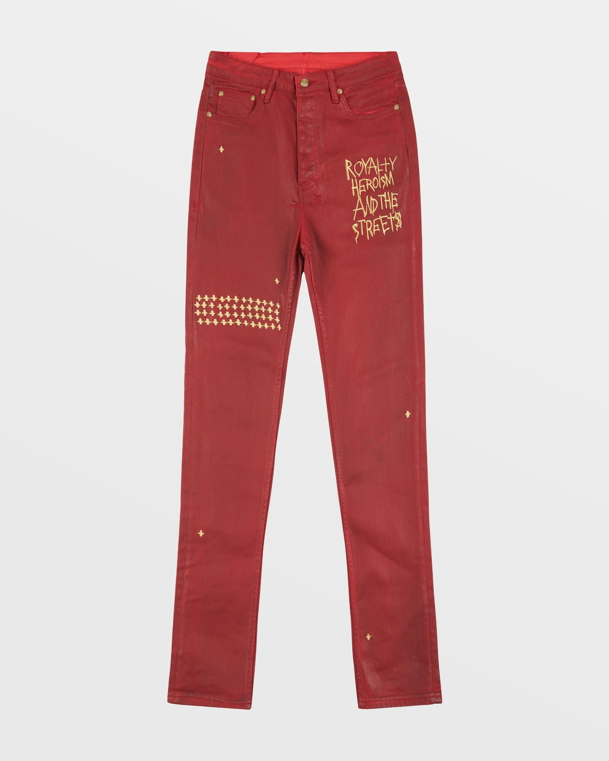 Mens Ksubi 23 Chitch Red Wax Slim Denim Jeans - Red