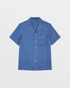 Mens Downtown Resort Ss Shirt Atlantic Regular Shirts - Blue