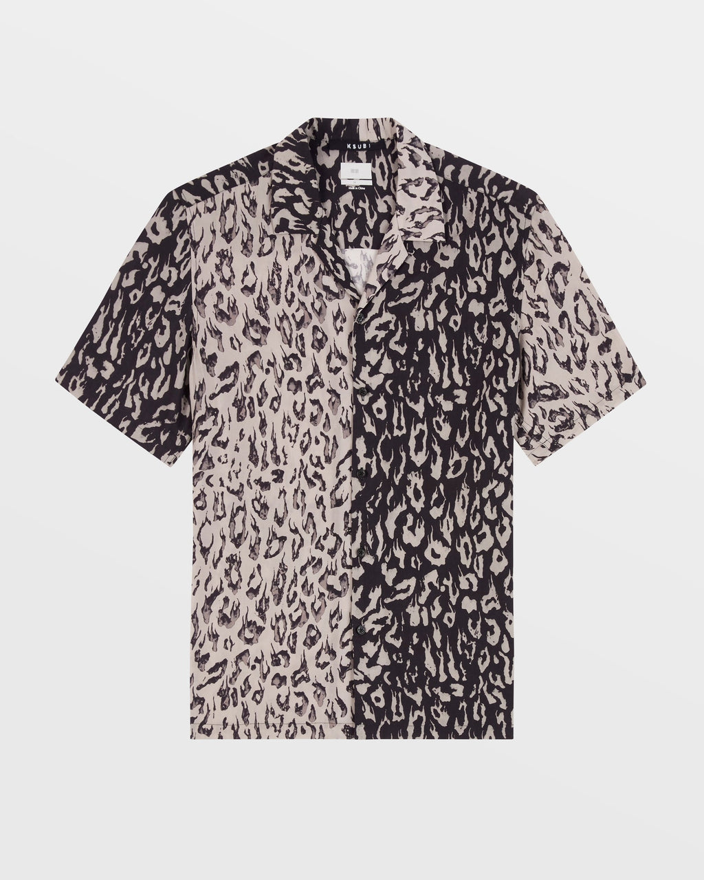 Mens Fire Resort Ss Shirt 2 Tone Bl Regular Shirts - Black