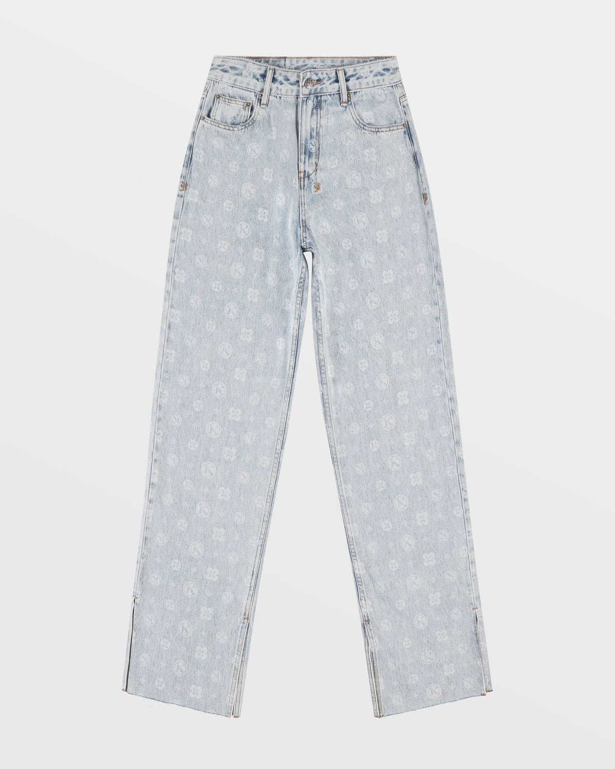 WOMENS LOW RIDER MONOGRAM SPLITS DENIM JEANS