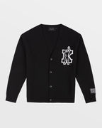 Mens K Man Cardigan Black Relaxed Knitwear - Black