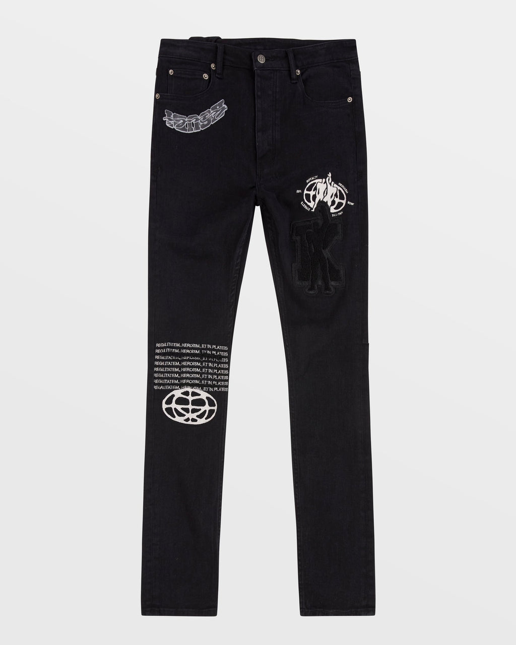 MENS CHITCH K PATCH ACE BLACK DENIM JEANS