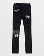 MENS CHITCH K PATCH ACE BLACK DENIM JEANS