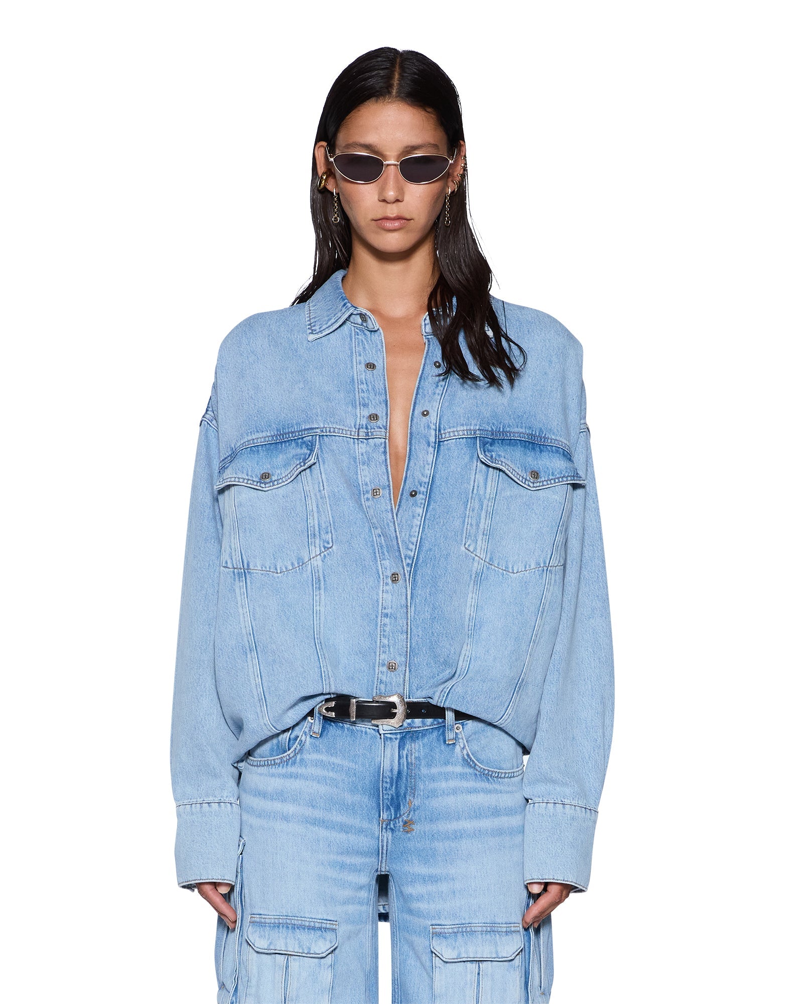 WOMENS ASTRA DENIM LS SHIRT SPIRIT OVERSIZED SHIRTS