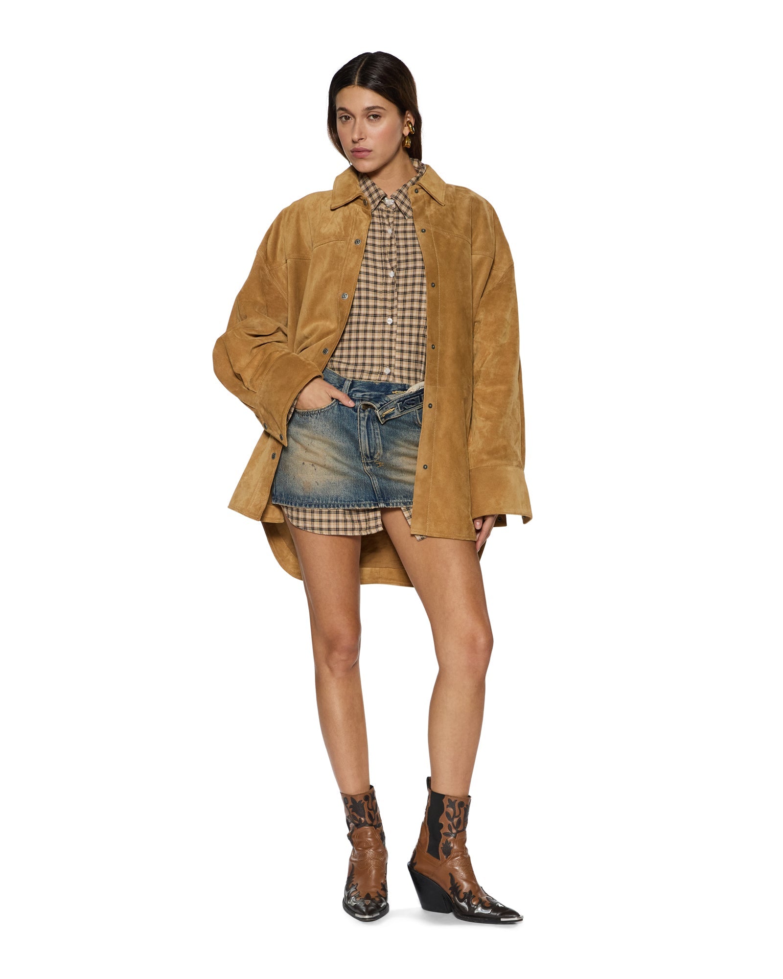 WOMENS  ASTRA RIDER LS SHIRT TAN OVERSIZED SHIRTS