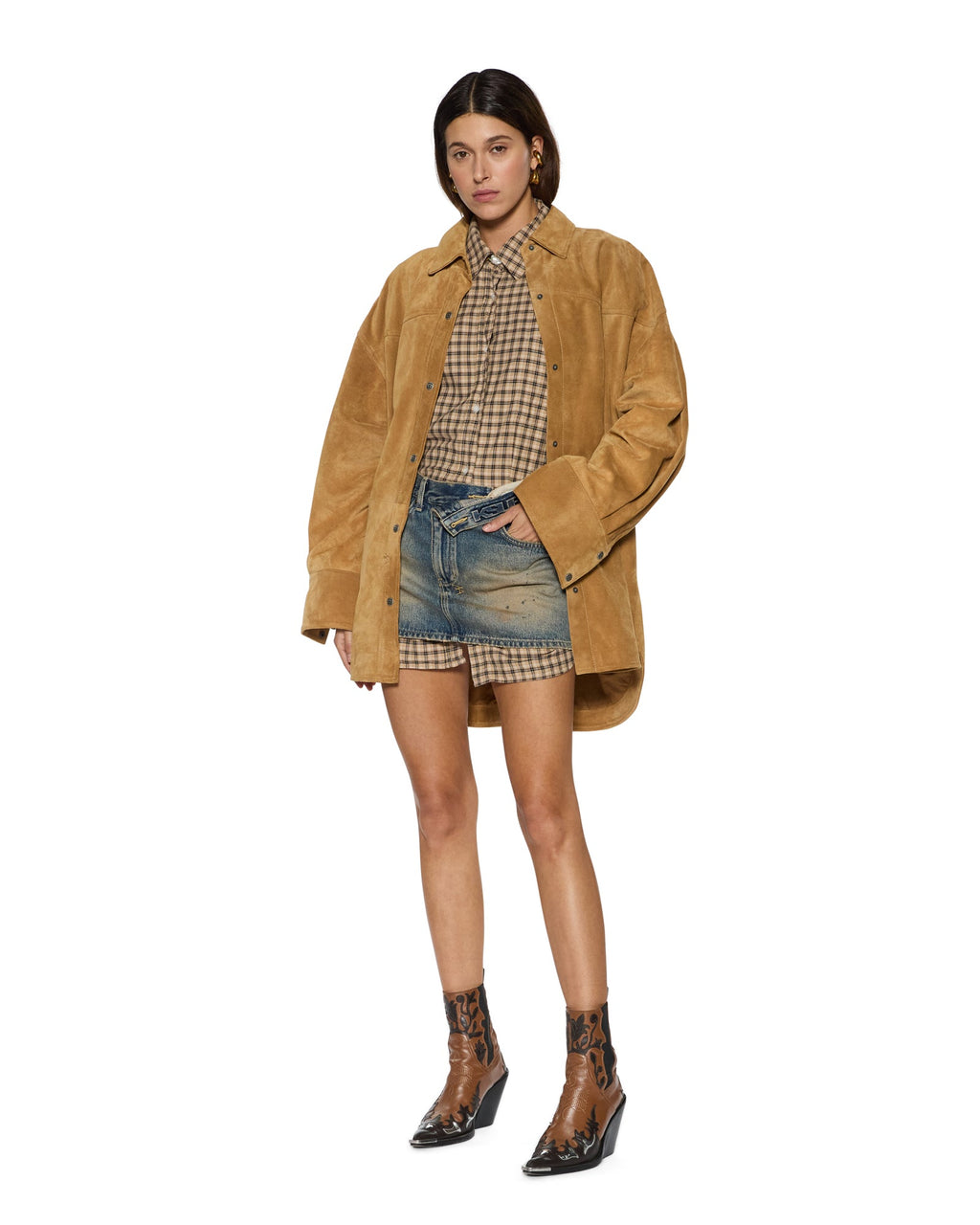WOMENS BOXER SHORTS TAN PLAID WALKSHORTS