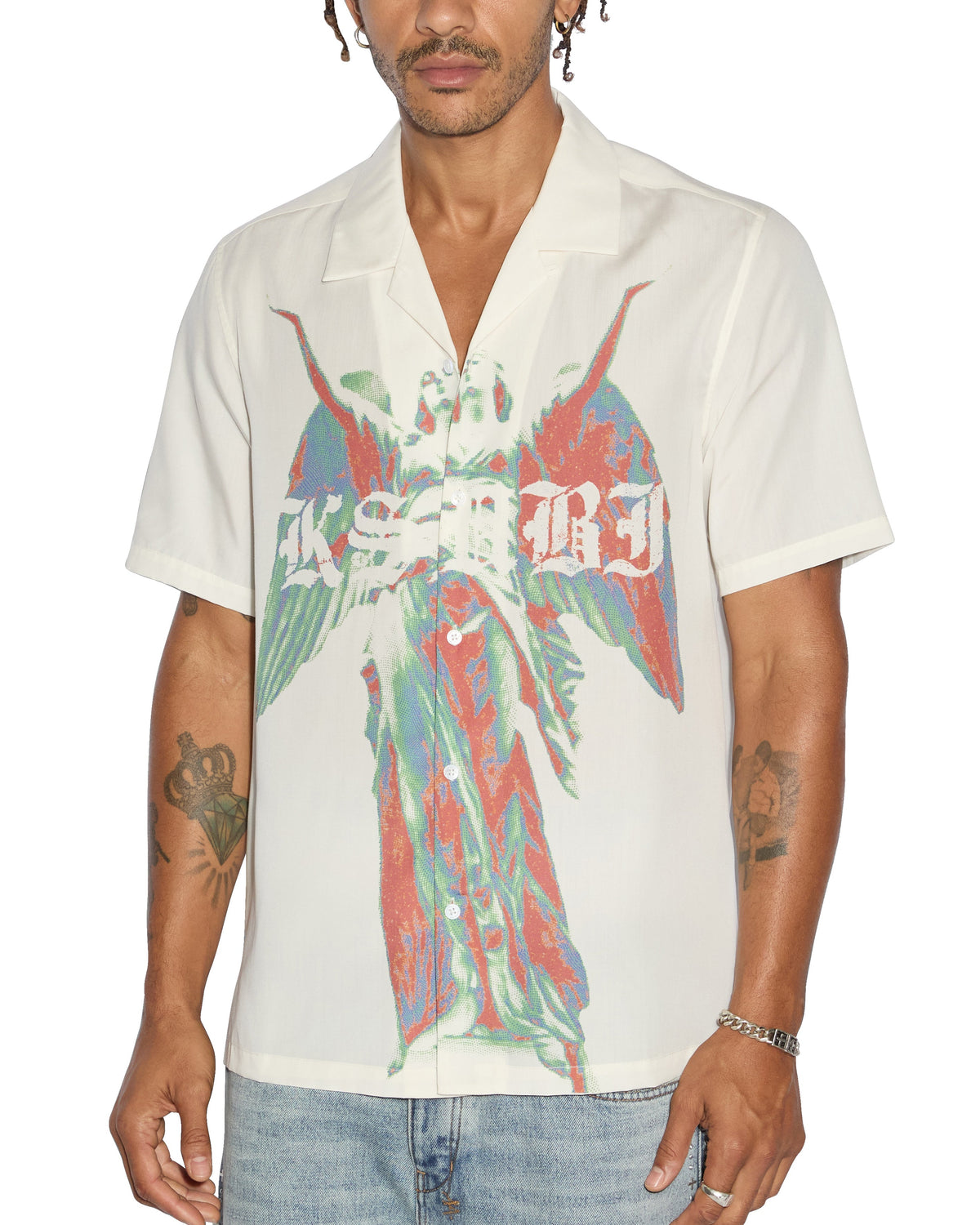 MENS ANGELIK RESORT SS SHIRT WHITE SHIRTS