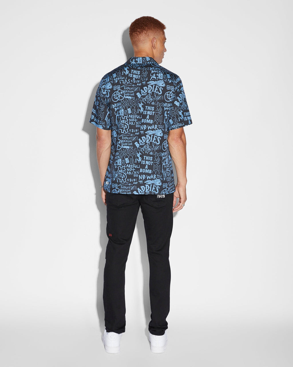 Mens Baddies Resort Ss Shirt Blue Regular Shirts - Blue