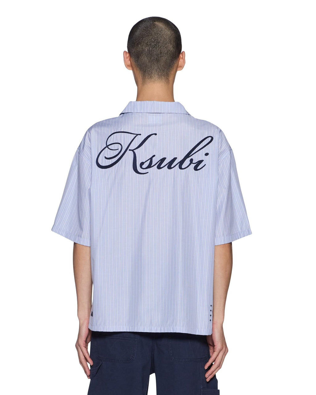 Mens Club Diner Ss Shirt Sky Stripe Regular Shirts - Black