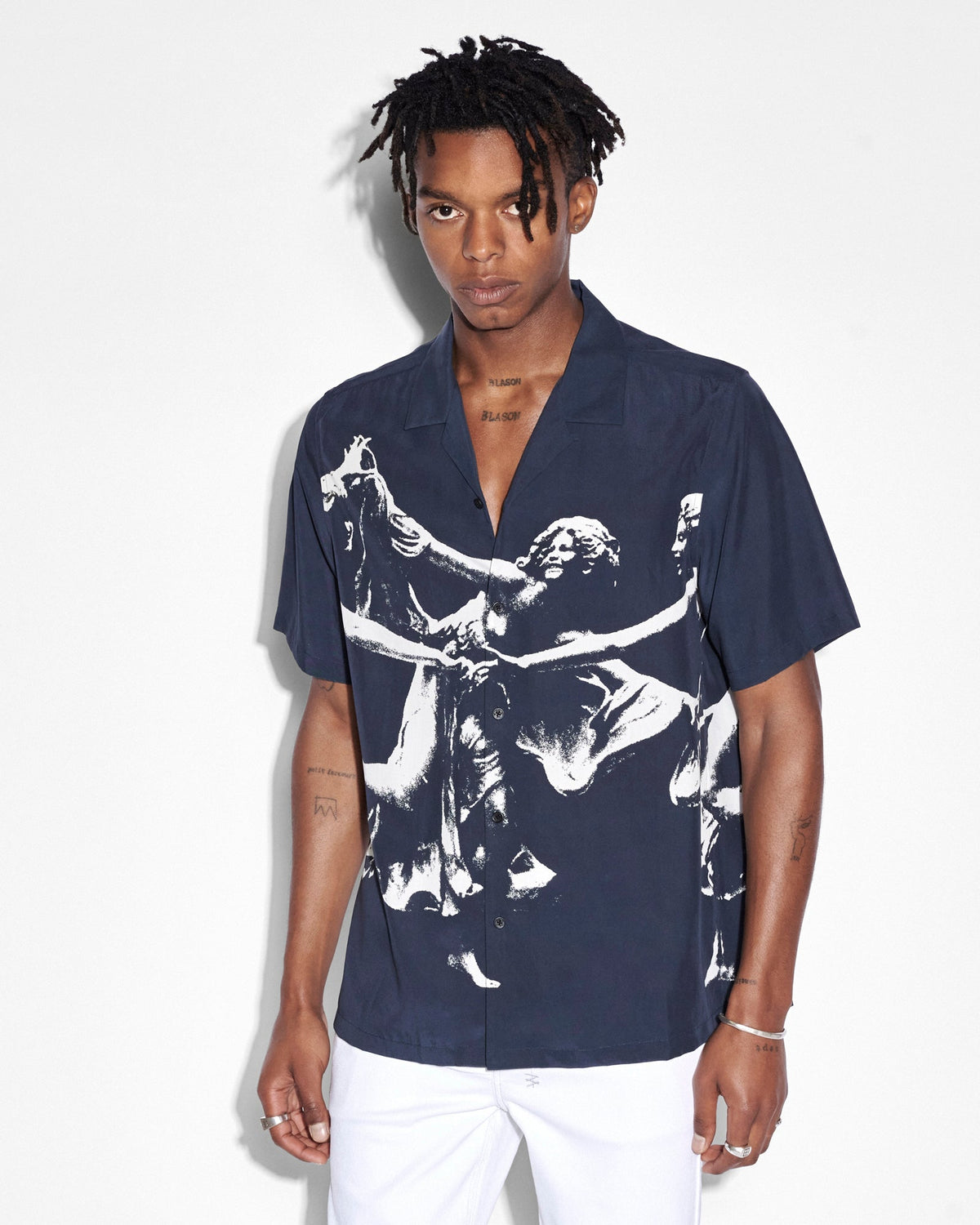 Mens Dancers Resort Ss Shirt Black Regular Shirts - Black